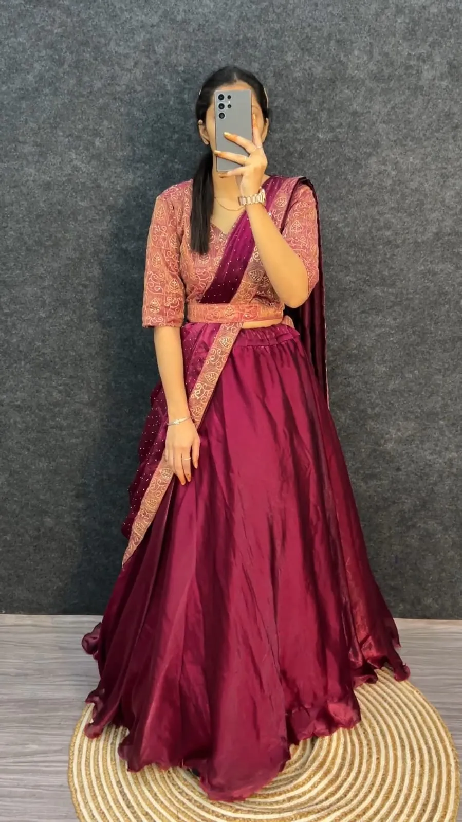 Purple 4 in 1 Lehenga Choli - Readymade Lehenga
