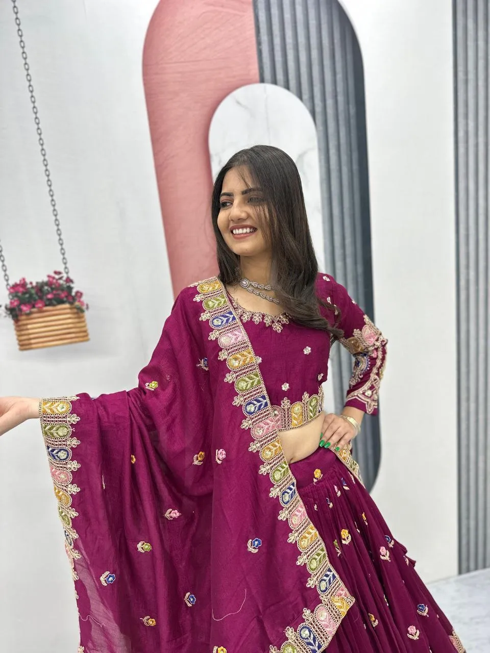 Purple Color Wedding Guest Readymade Lehenga