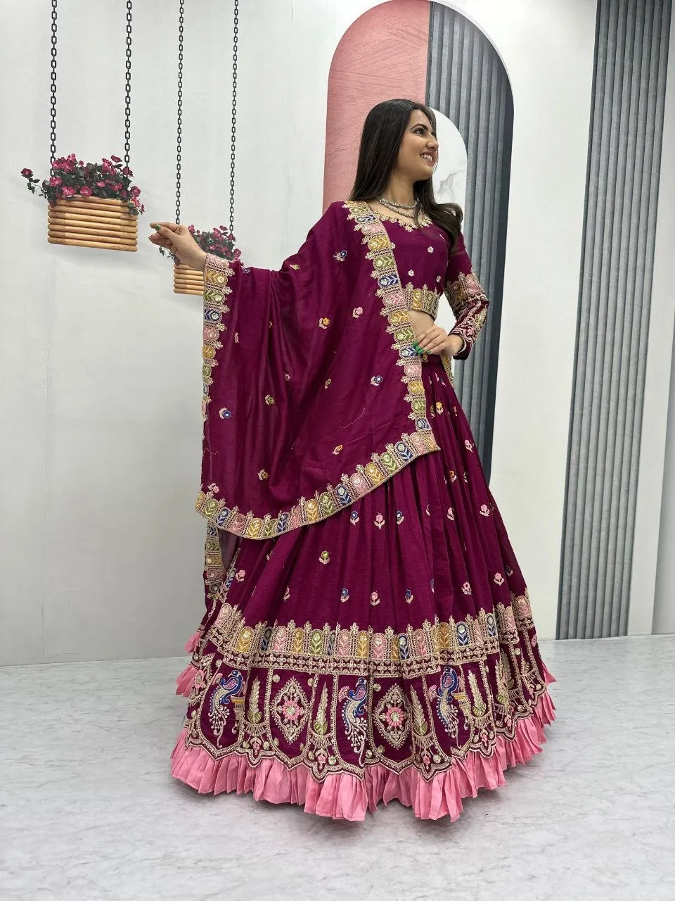 Purple Color Wedding Guest Readymade Lehenga