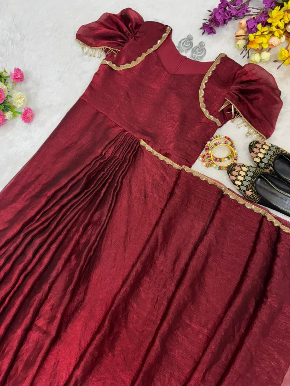 Red Color Zip and Go Saree for Party
