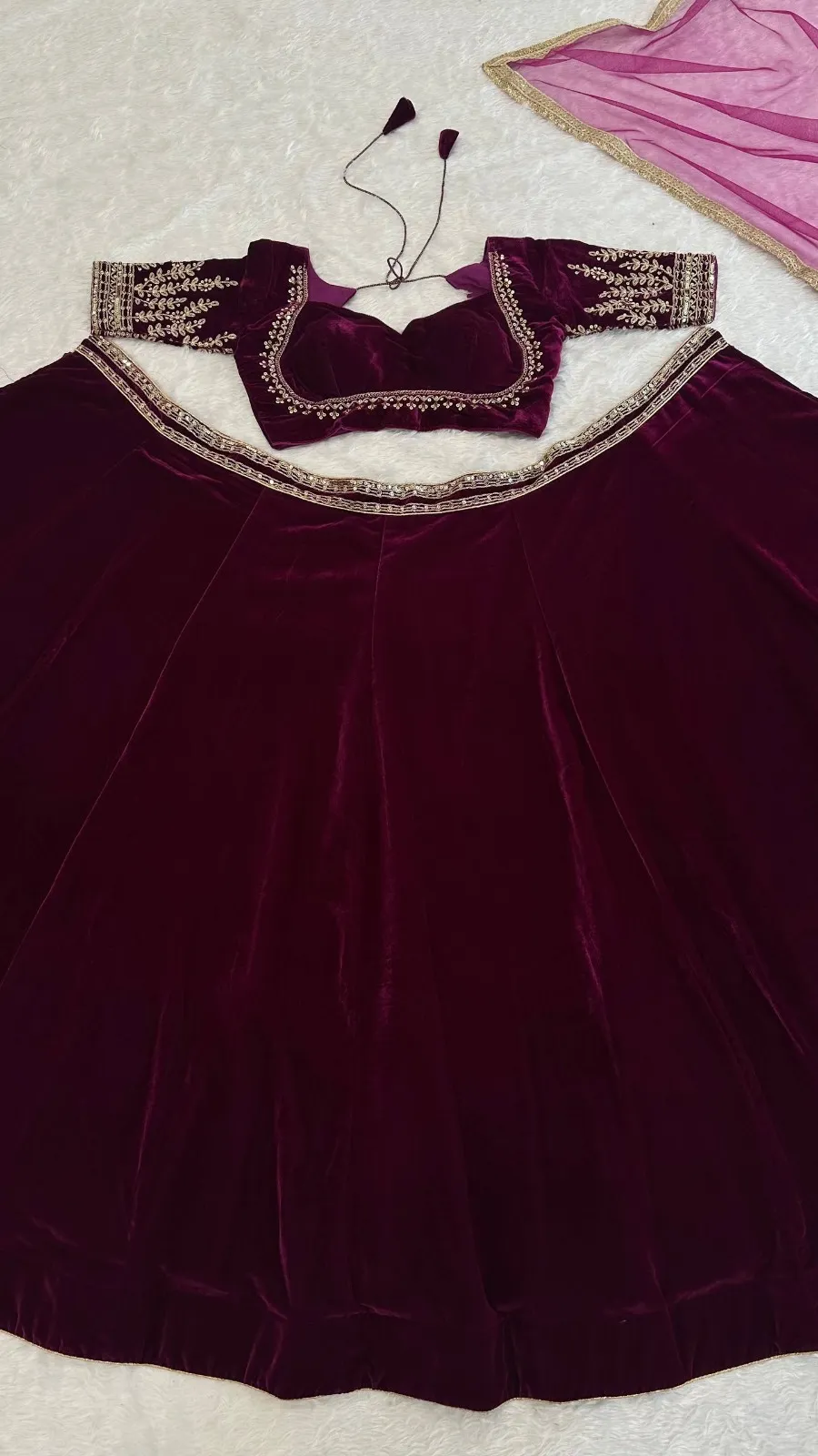 Purple Velvet Lehenga for Winter Barat