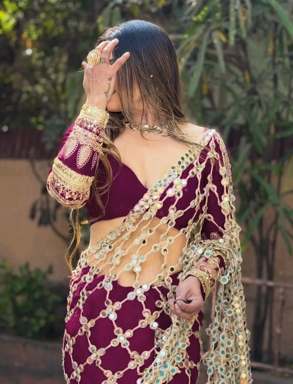 Purple Viral Mirror Saree