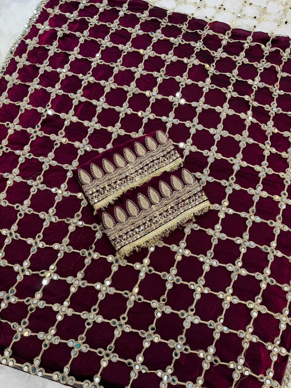Purple Viral Mirror Saree