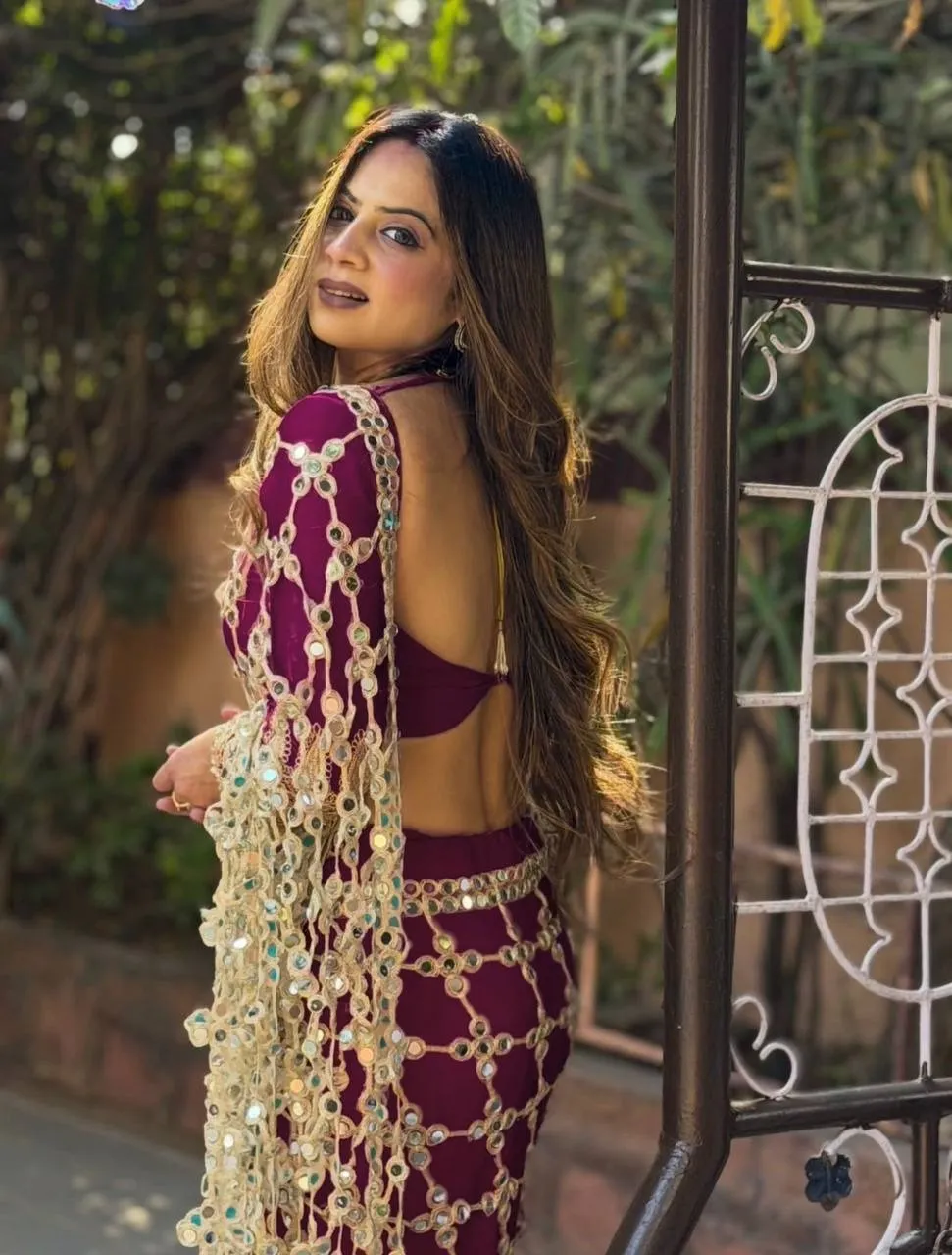 Purple Viral Mirror Saree