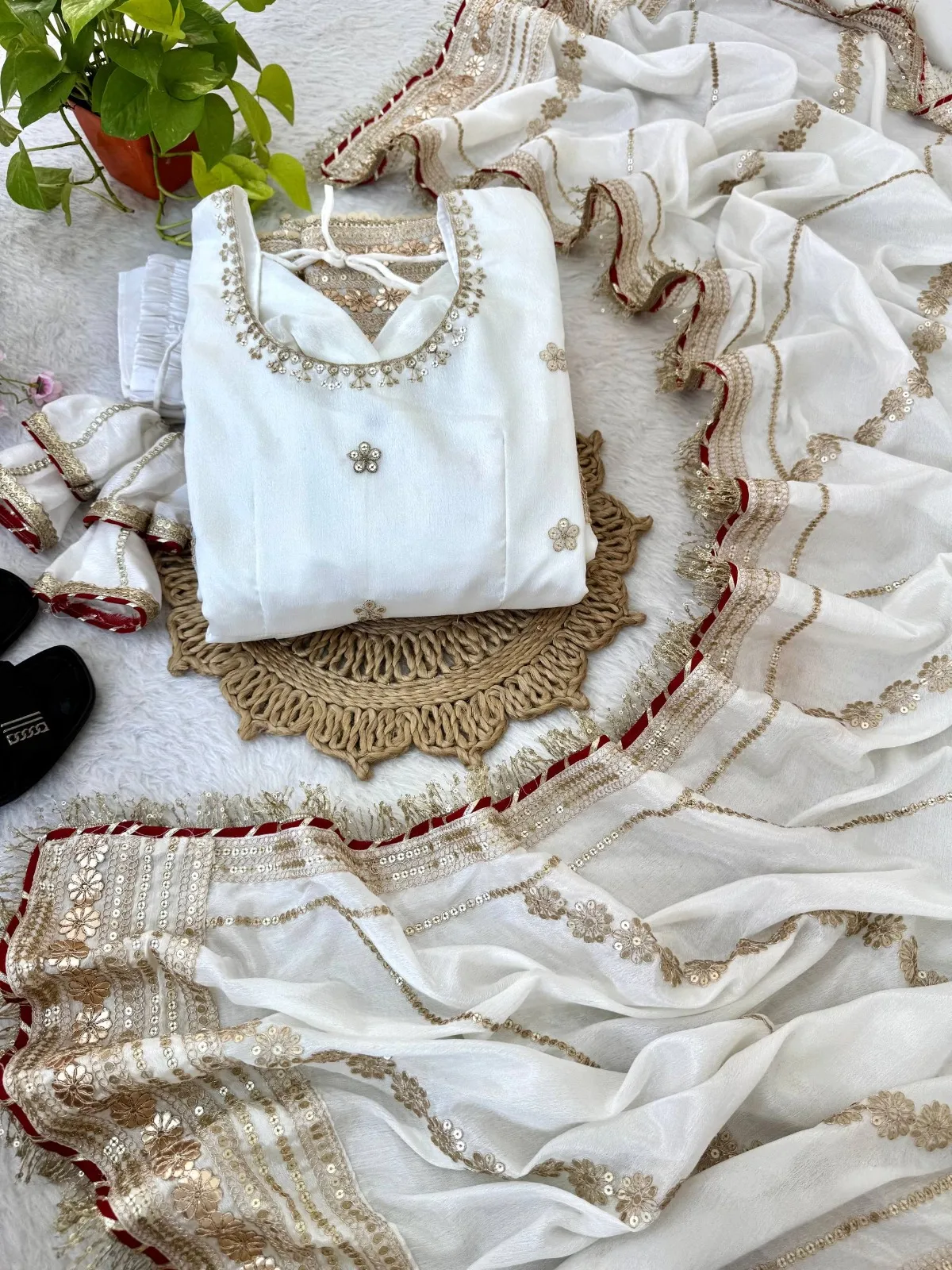 Ramzan Eid Special Cream Anarkali Dress | Eid Suits