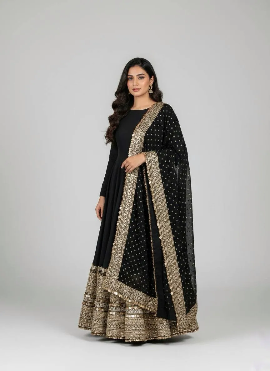 Readymade Black Anarkali Dress for Eid