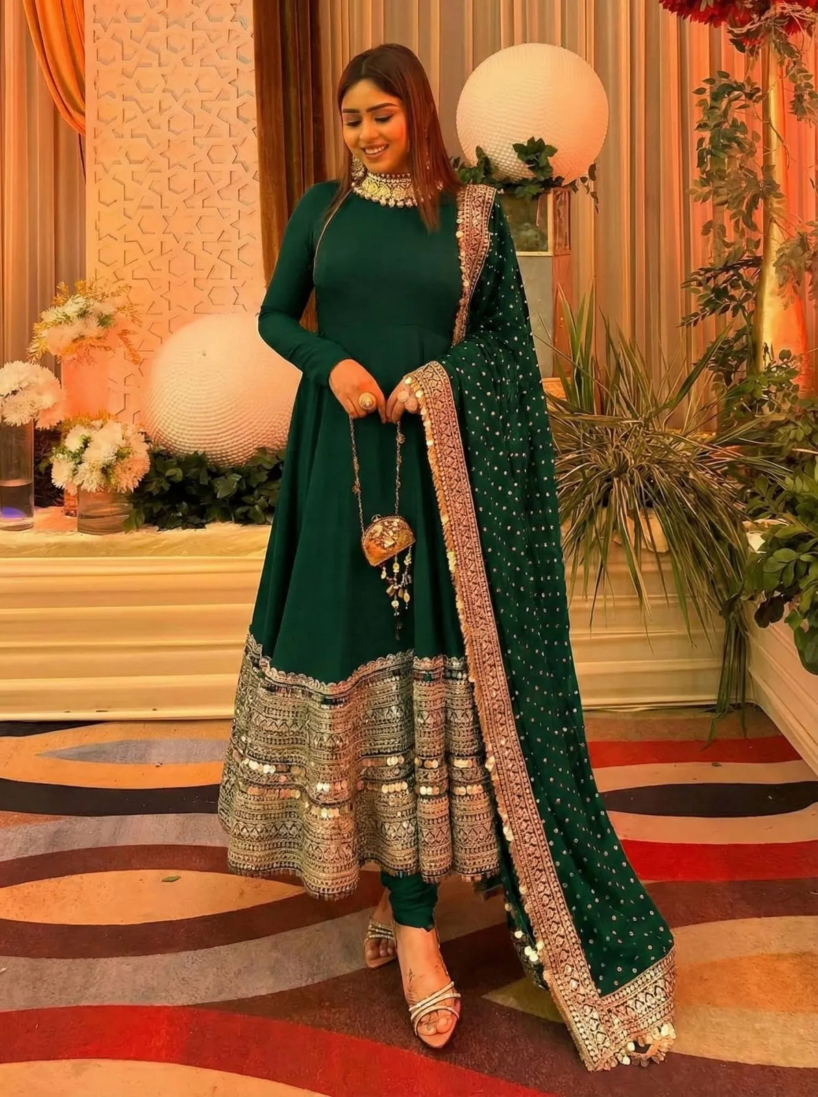 Readymade Green Anarkali Dress for Eid