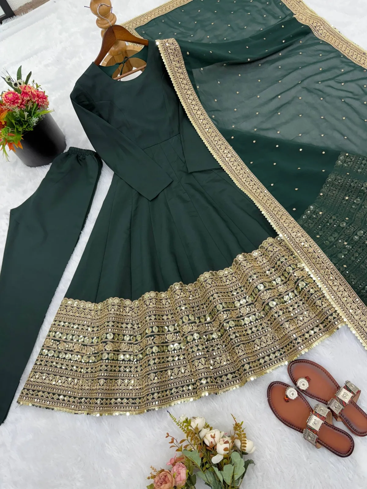 Readymade Green Anarkali Dress for Eid