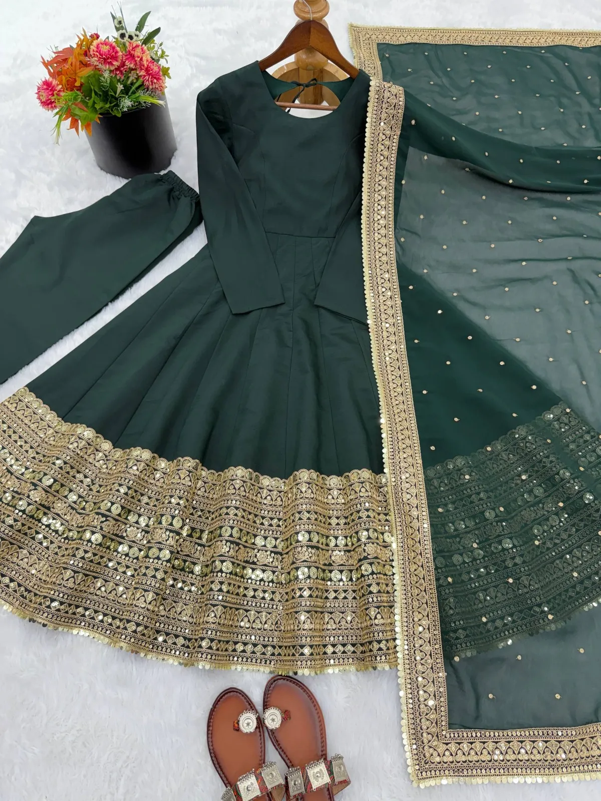 Readymade Green Anarkali Dress for Eid