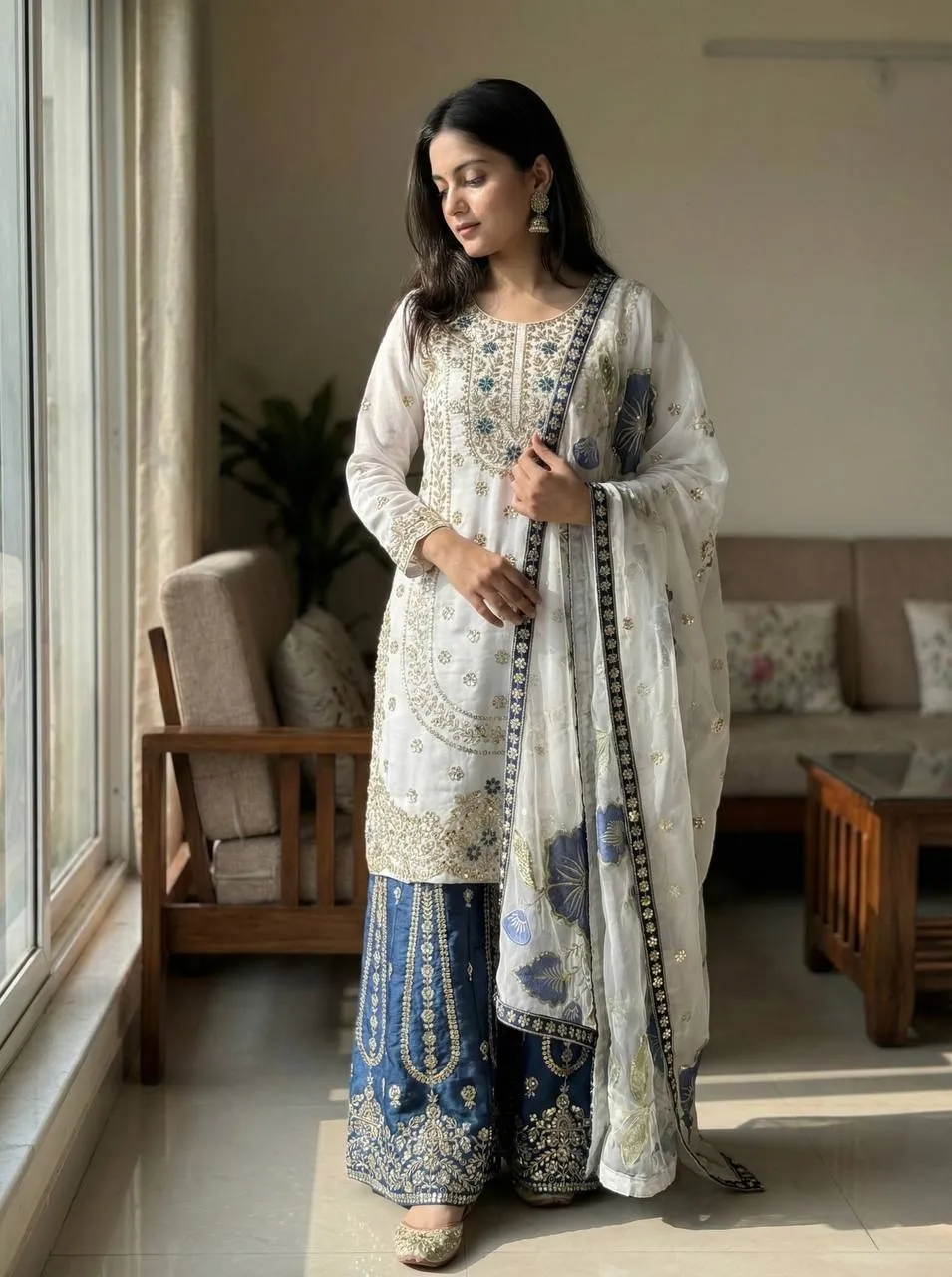 Readymade Pakistani Flared plazzo kurta Set