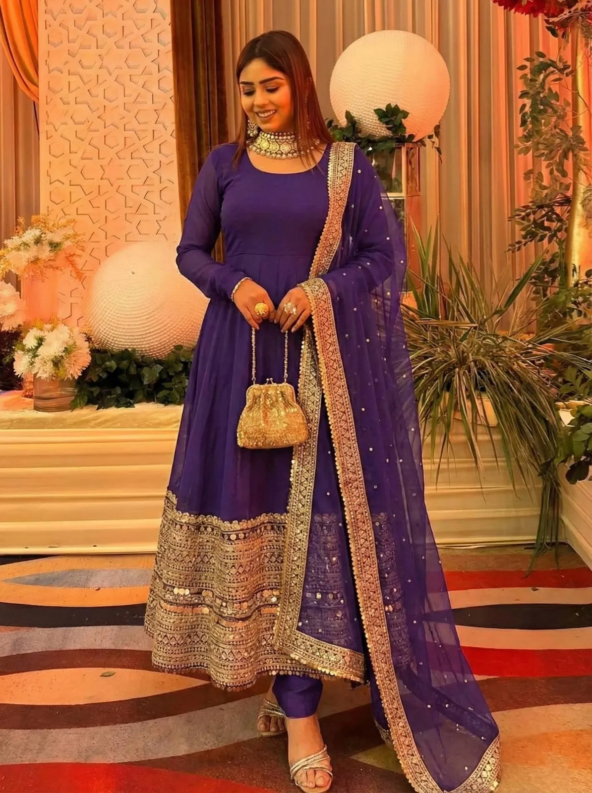Readymade Purple Anarkali Dress for Eid