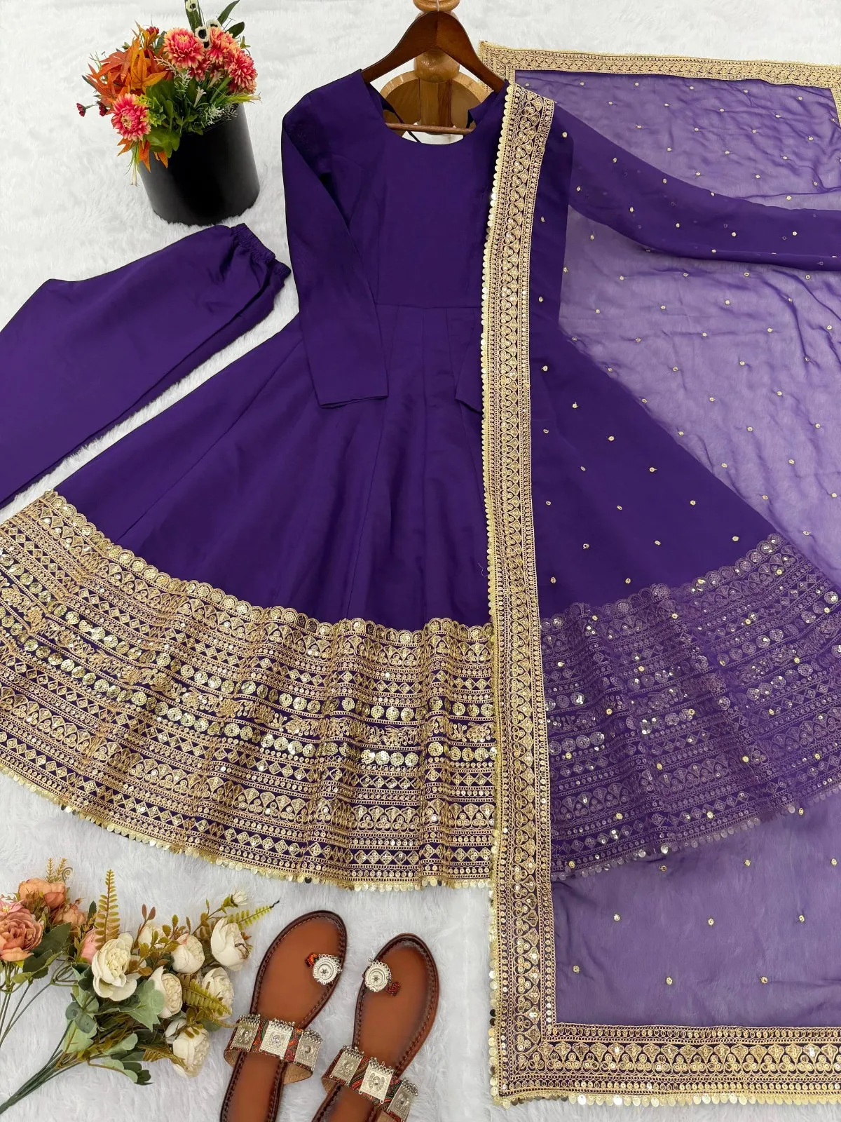 Readymade Purple Anarkali Dress for Eid