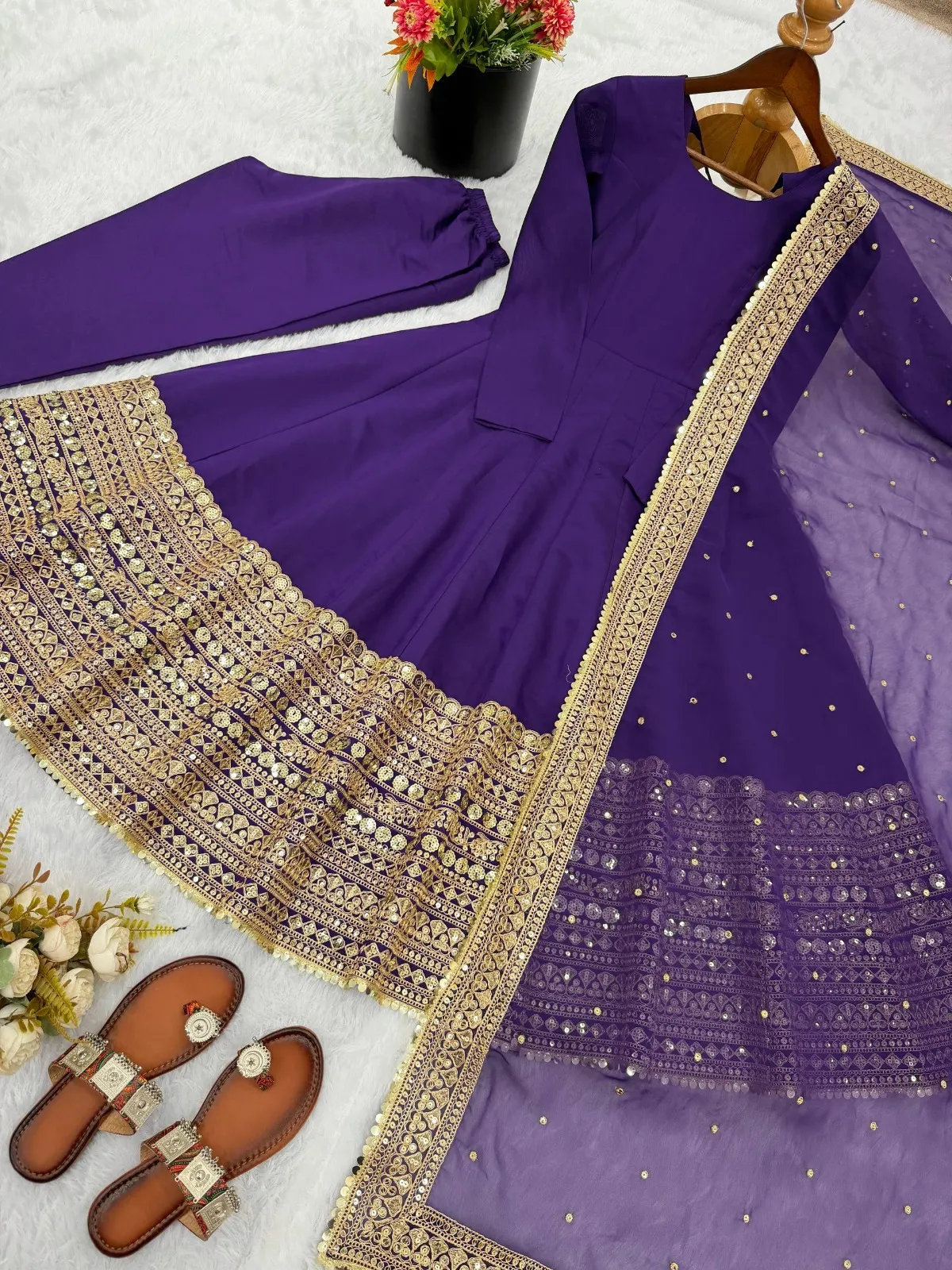 Readymade Purple Anarkali Dress for Eid