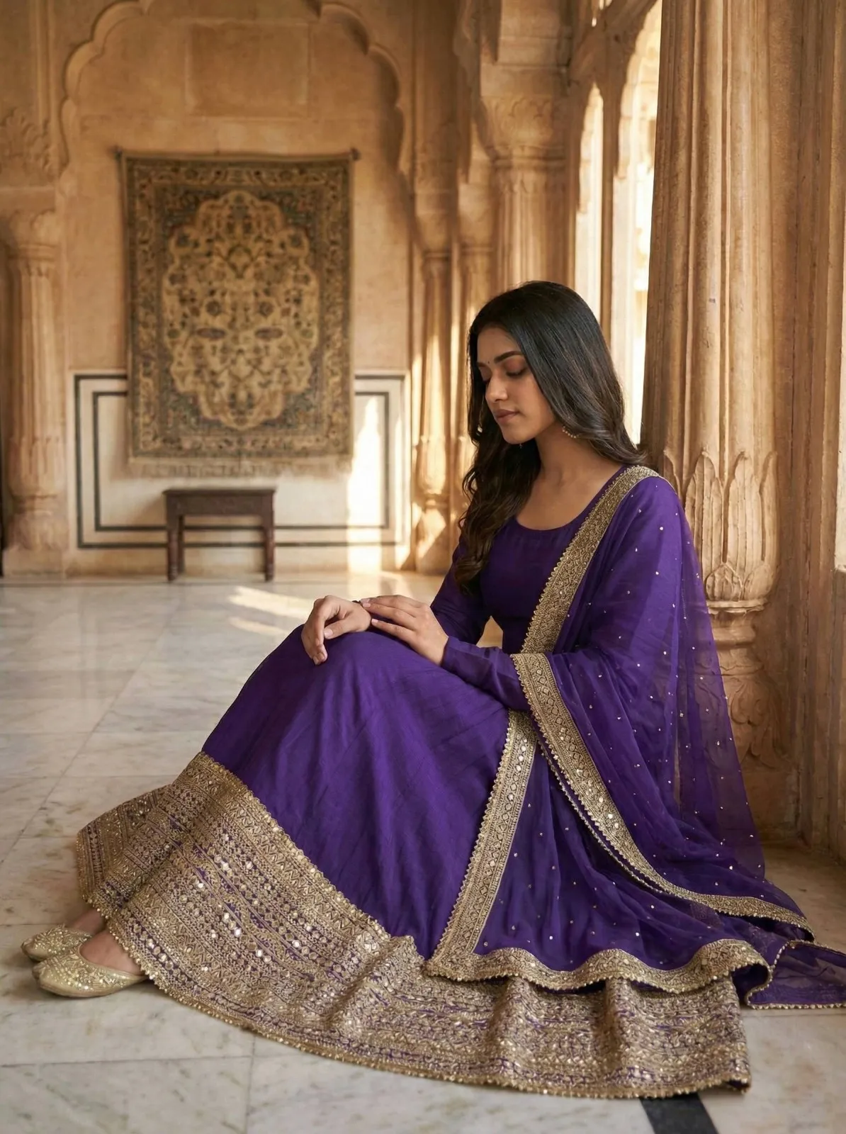 Readymade Purple Anarkali Dress for Eid