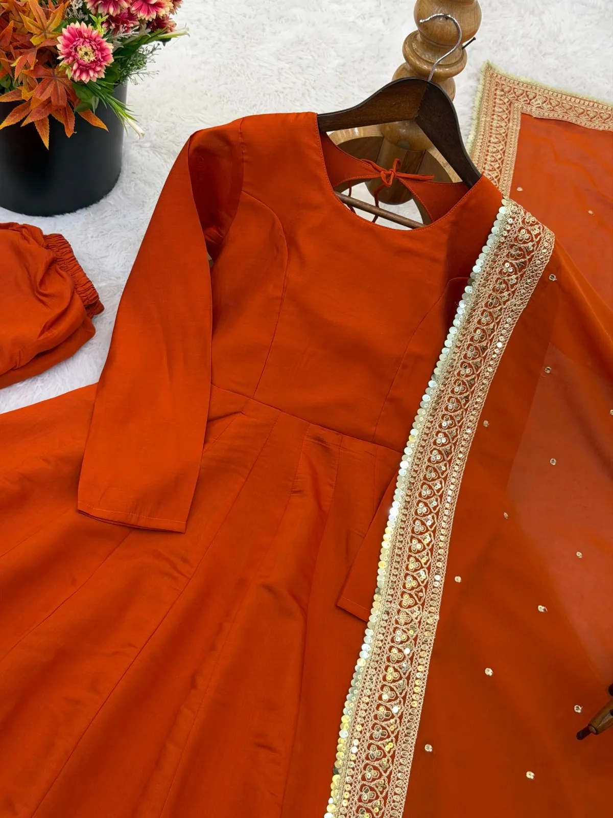 Readymade Orange Anarkali Dress