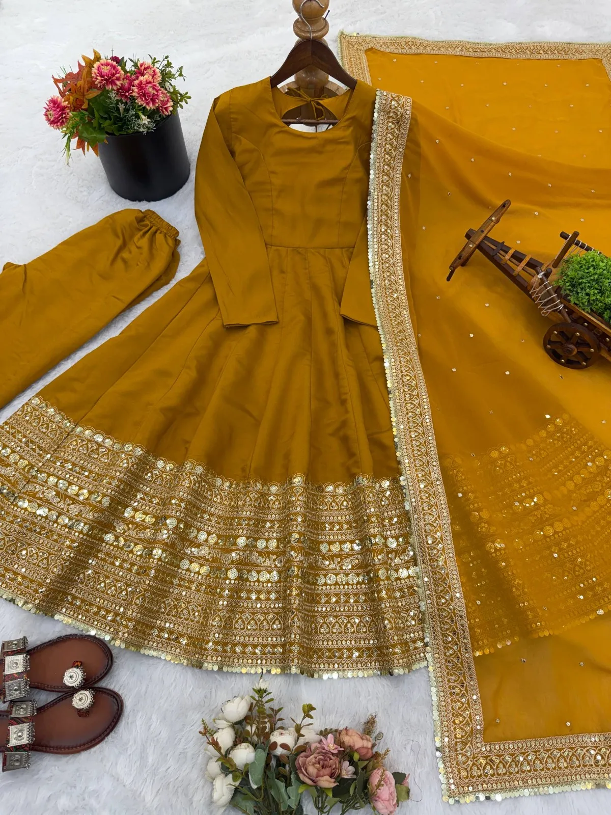 Readymade Yellow Anarkali Dress for haldi Function