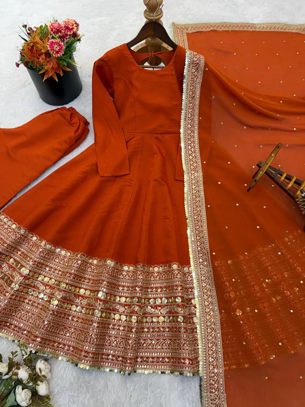 Readymade Orange Anarkali Dress