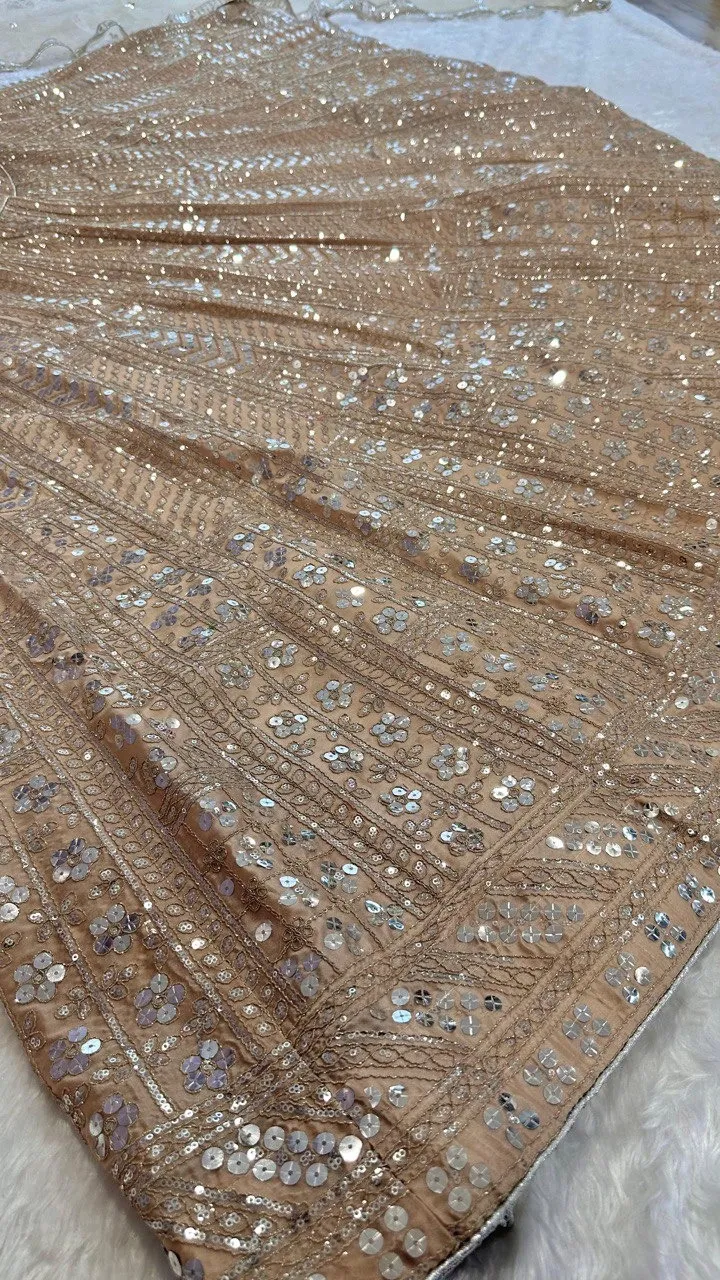 Reception Wear Golden Embroidery Lehenga