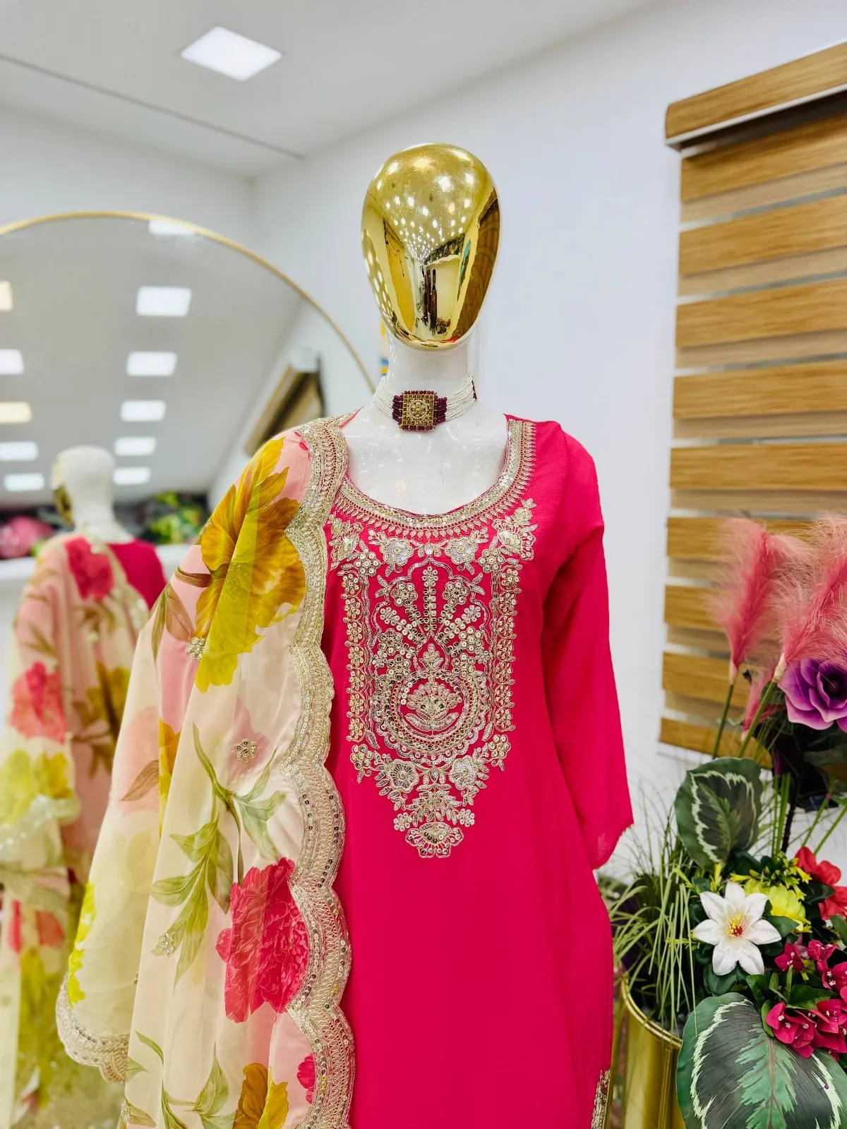 Red Floral Salwar Plazzo Suit | Pakistani Dresses