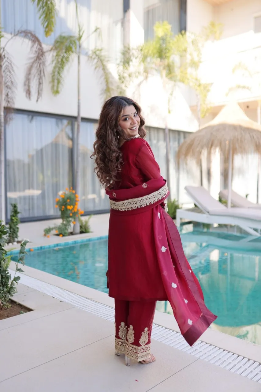 Red Readymade Pakistani Dress - Eid Suits