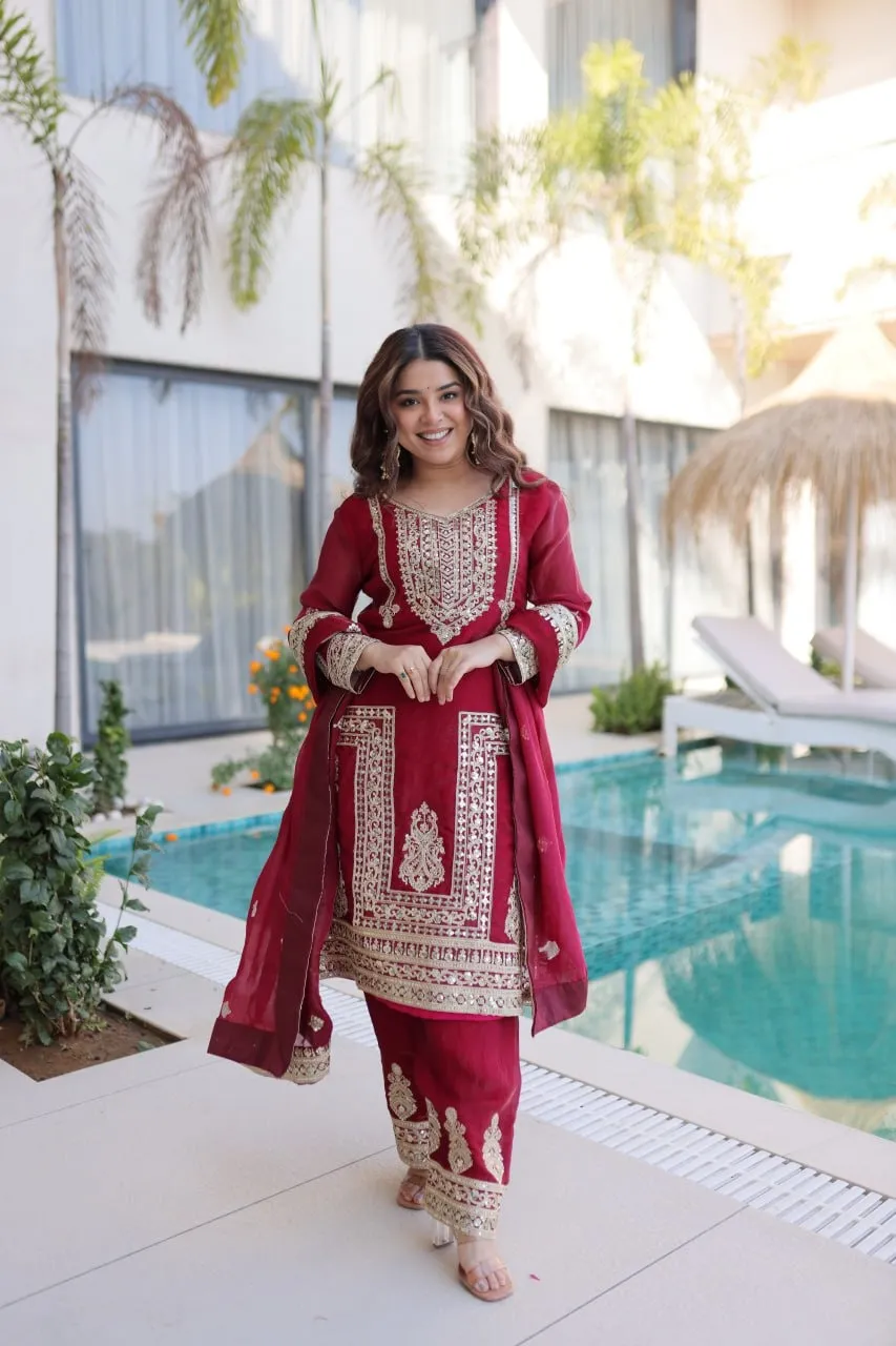 Red Readymade Pakistani Dress - Eid Suits