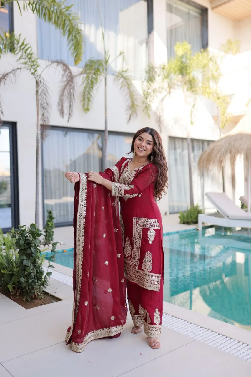 Red Readymade Pakistani Dress - Eid Suits