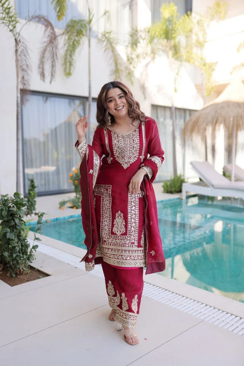 Red Readymade Pakistani Dress - Eid Suits