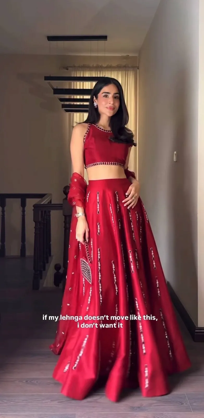 Red Wedding Mirror Lehenga