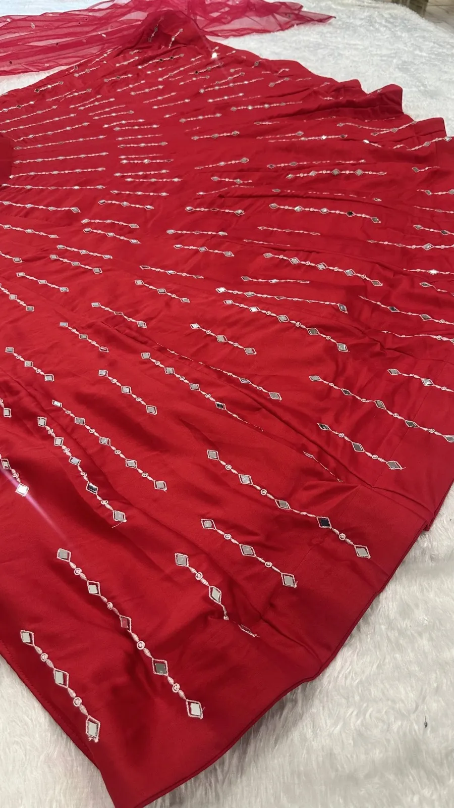 Red Wedding Mirror Lehenga