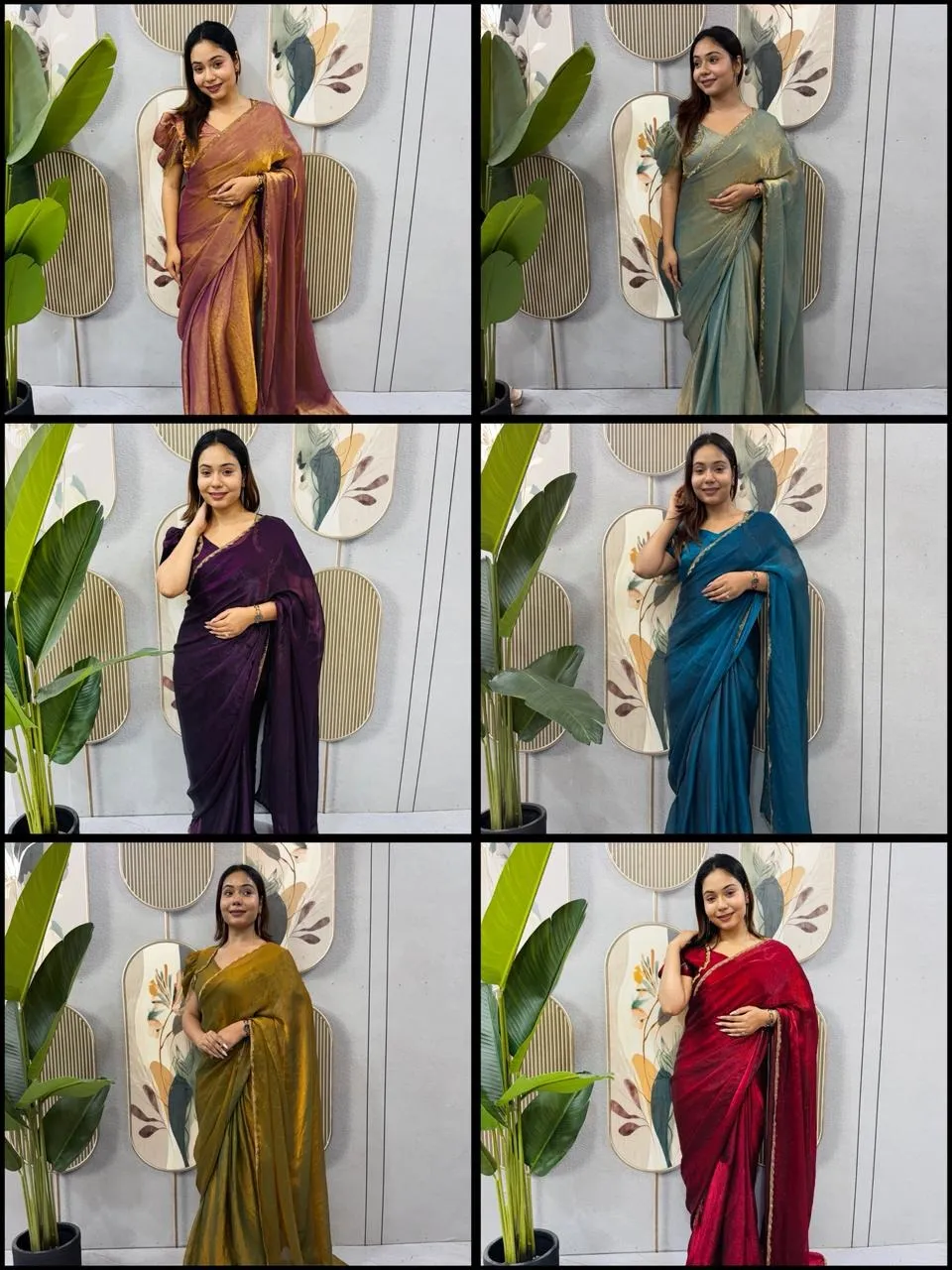 Red Wedding Zip and go Saree with Beads