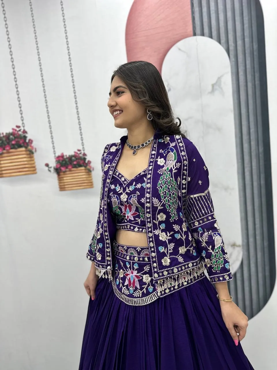 Shadi Wear Jacket Lehenga Blouse Readymade