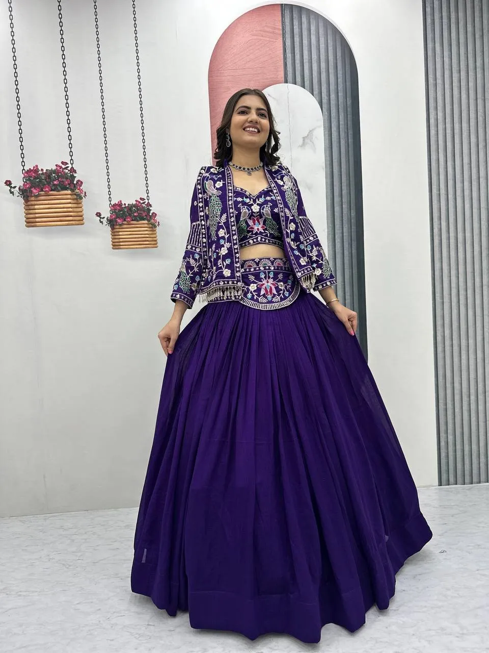 Shadi Wear Jacket Lehenga Blouse Readymade