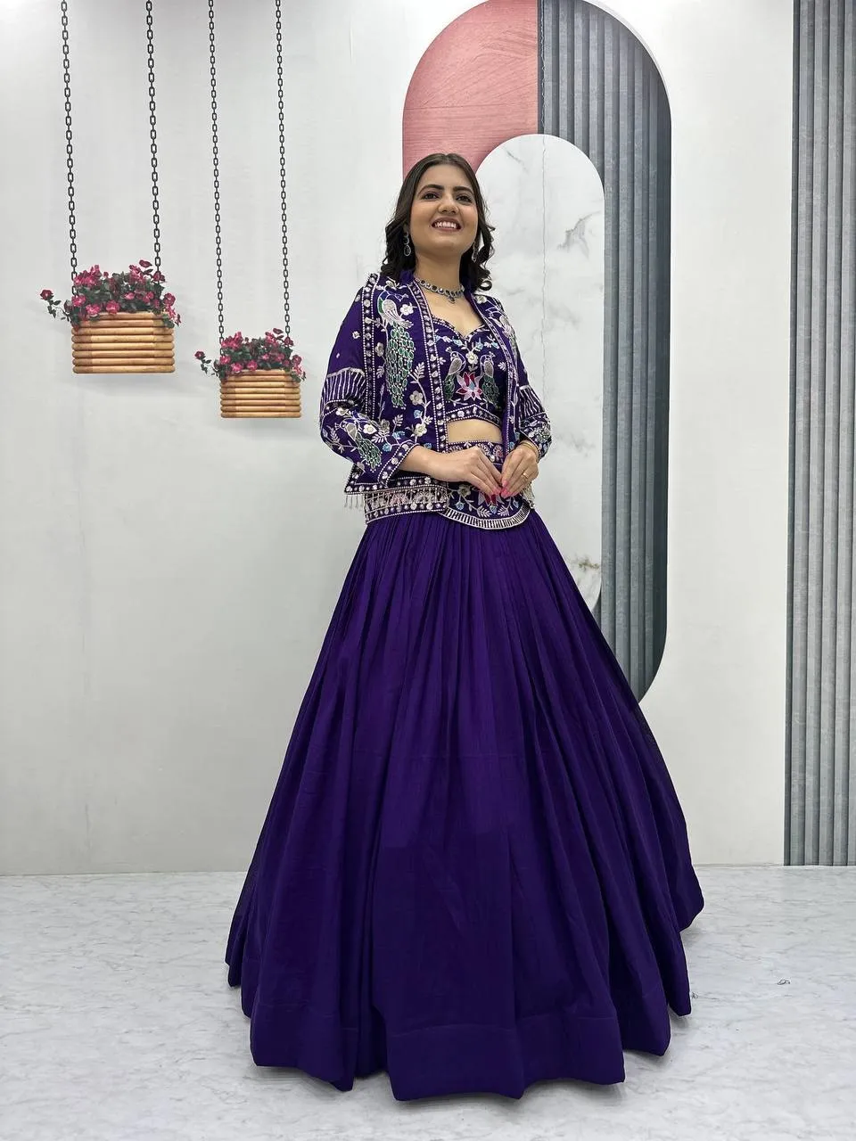 Shadi Wear Jacket Lehenga Blouse Readymade
