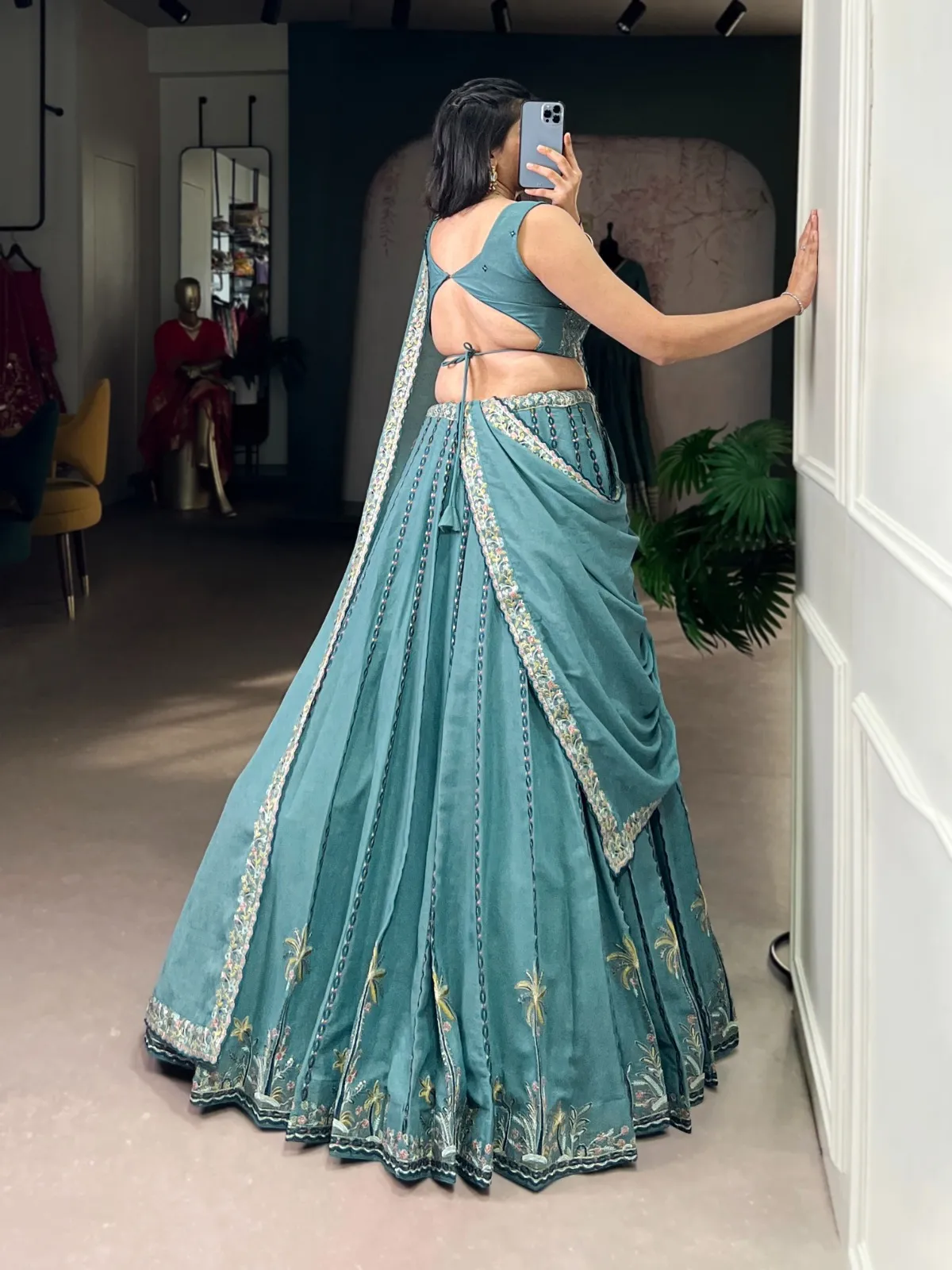 Sky Blue Bridesmaid Embroidery Lehenga