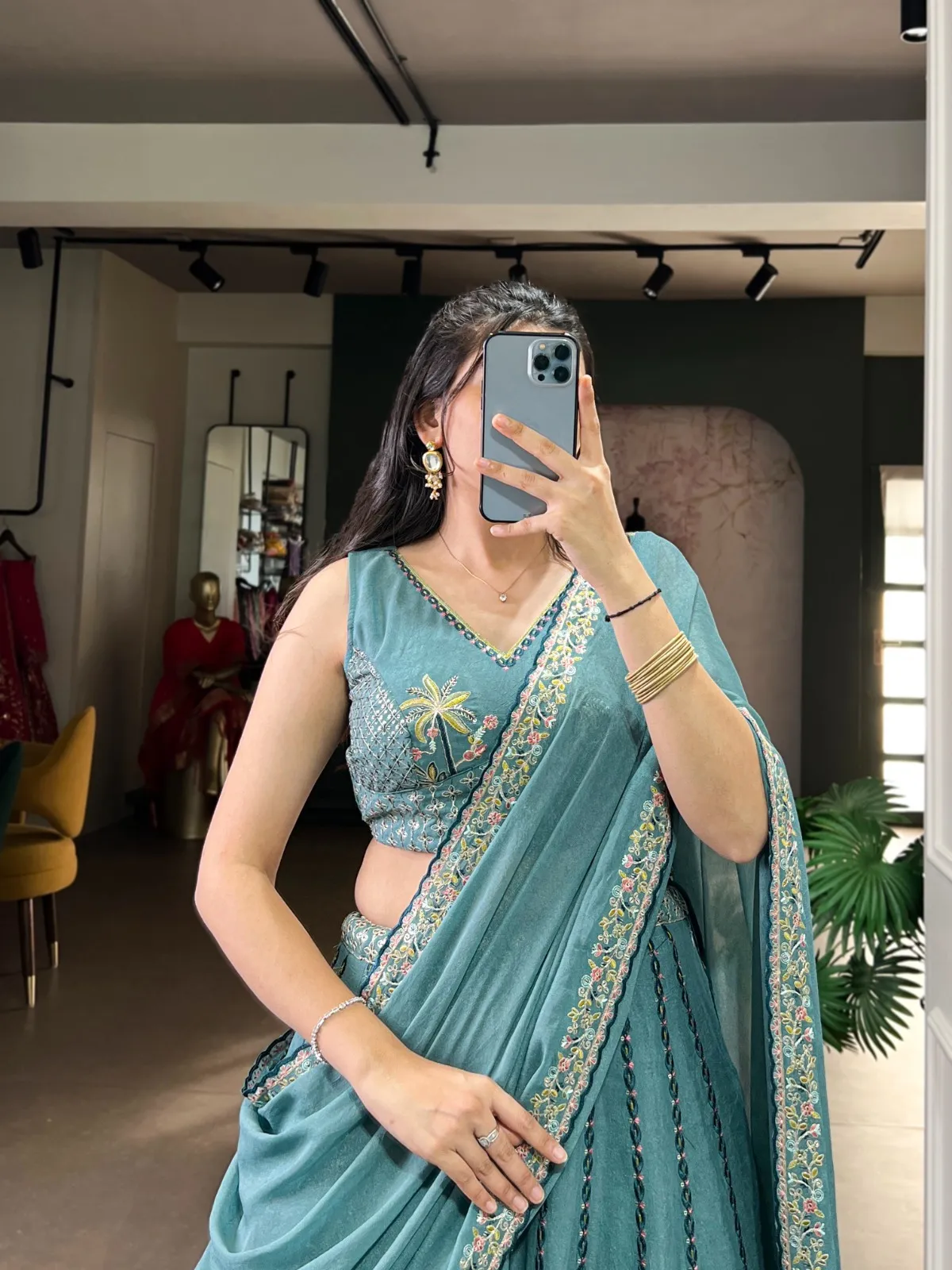 Sky Blue Bridesmaid Embroidery Lehenga