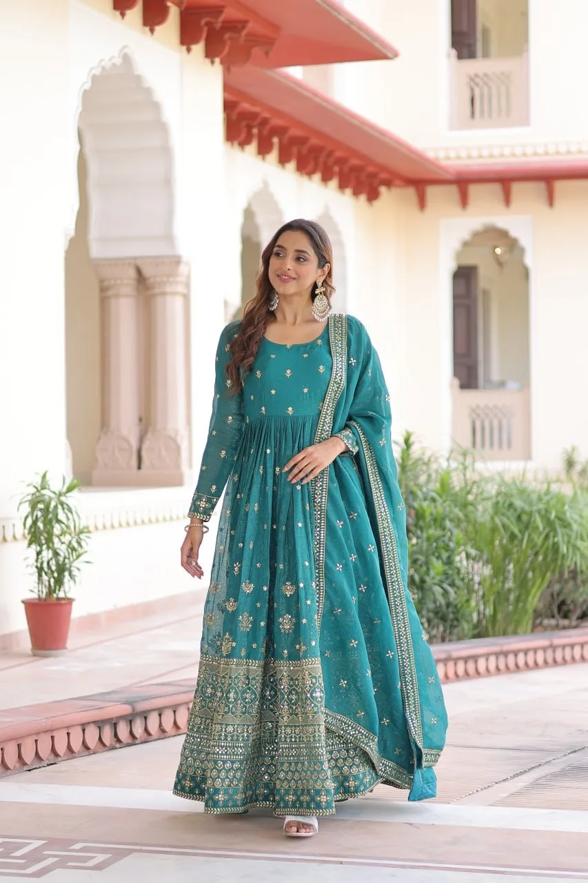 Sky Blue Ethnic Anarkali Dress