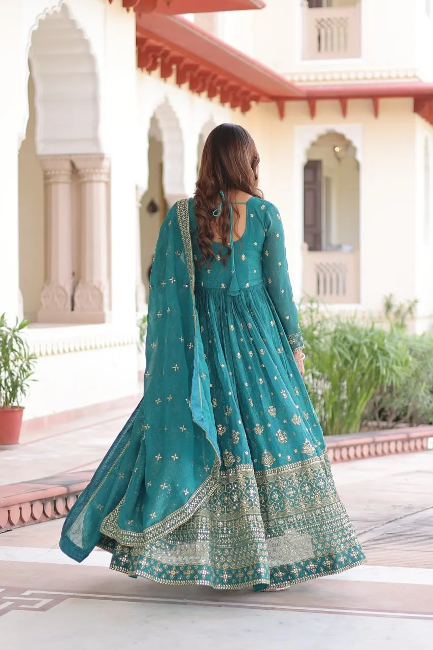 Sky Blue Ethnic Anarkali Dress
