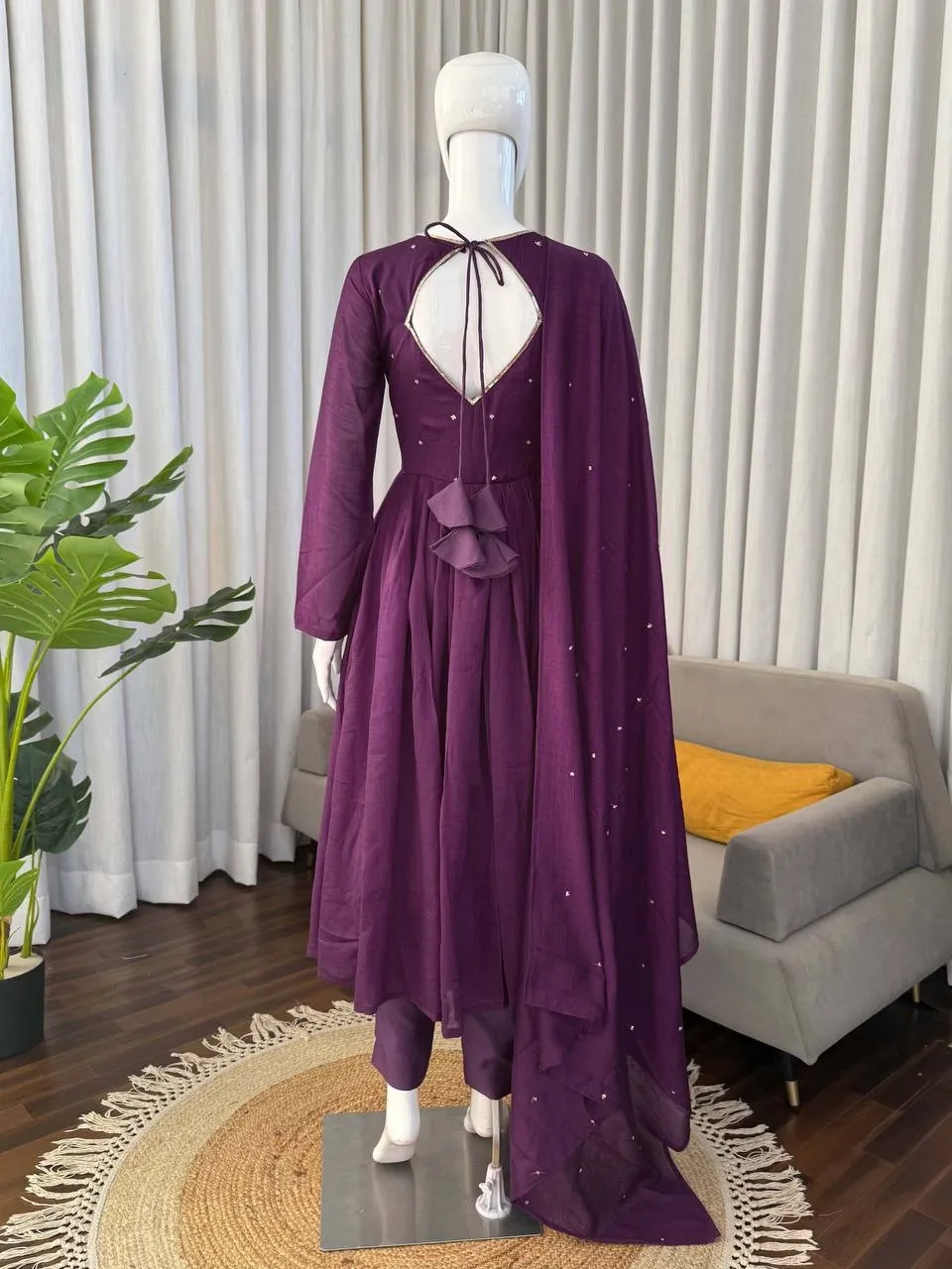 Trending Neck Pattern Purple Anarkali Dress | Trending Suits
