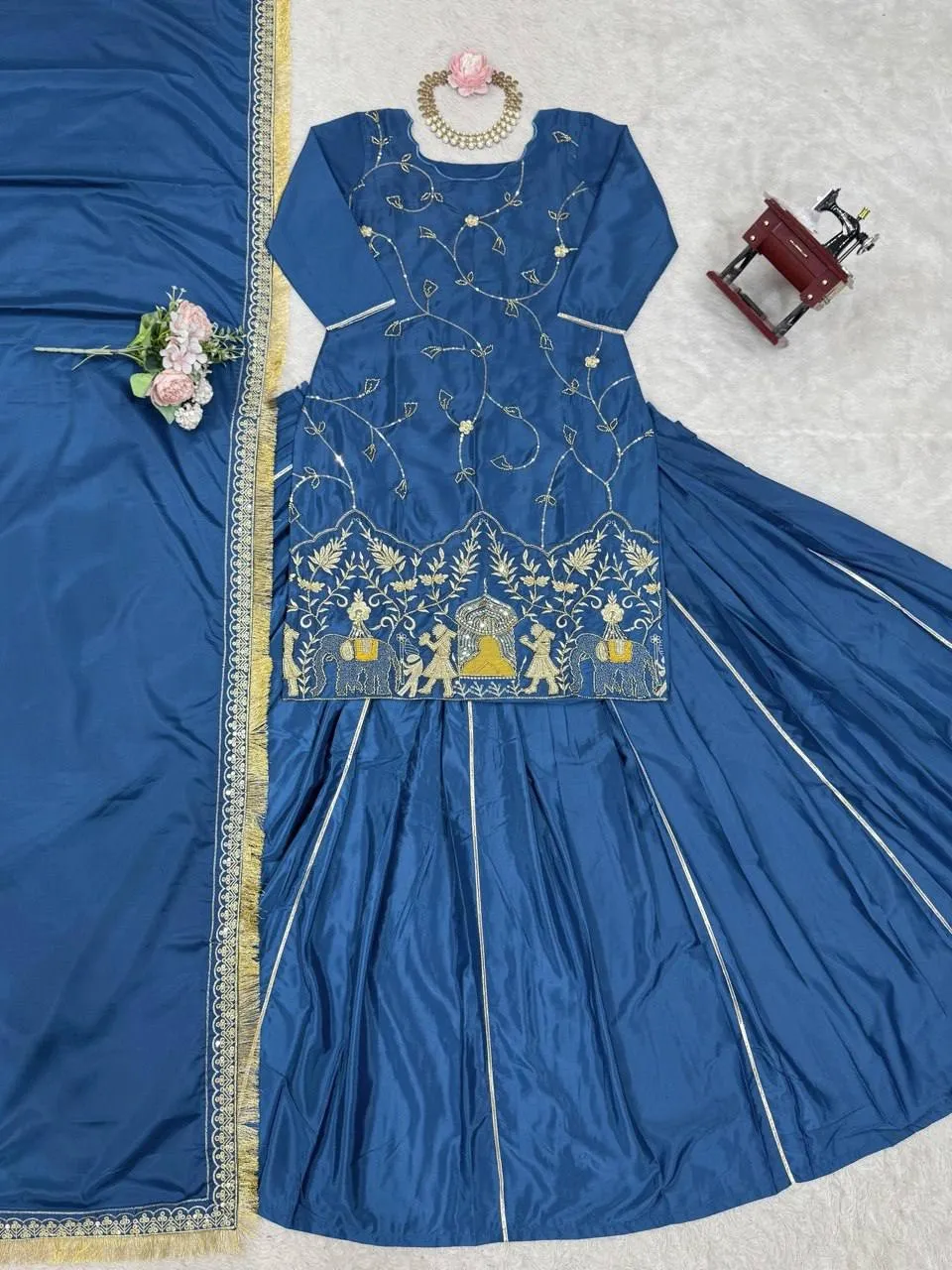Wedding Blue Skirt Suit