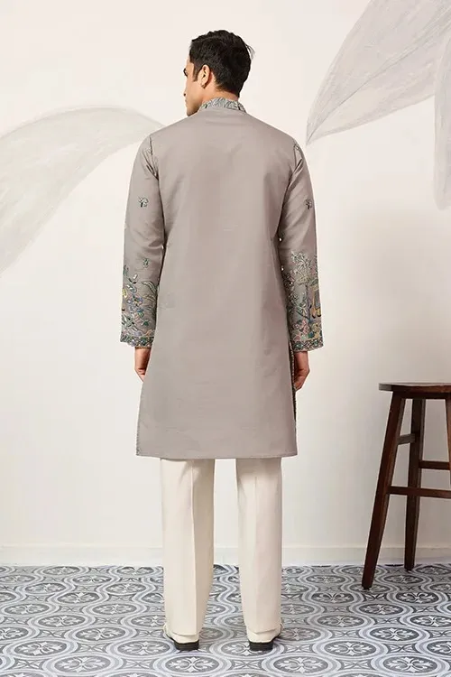 Wedding Grey Ethnic Kurta for Men