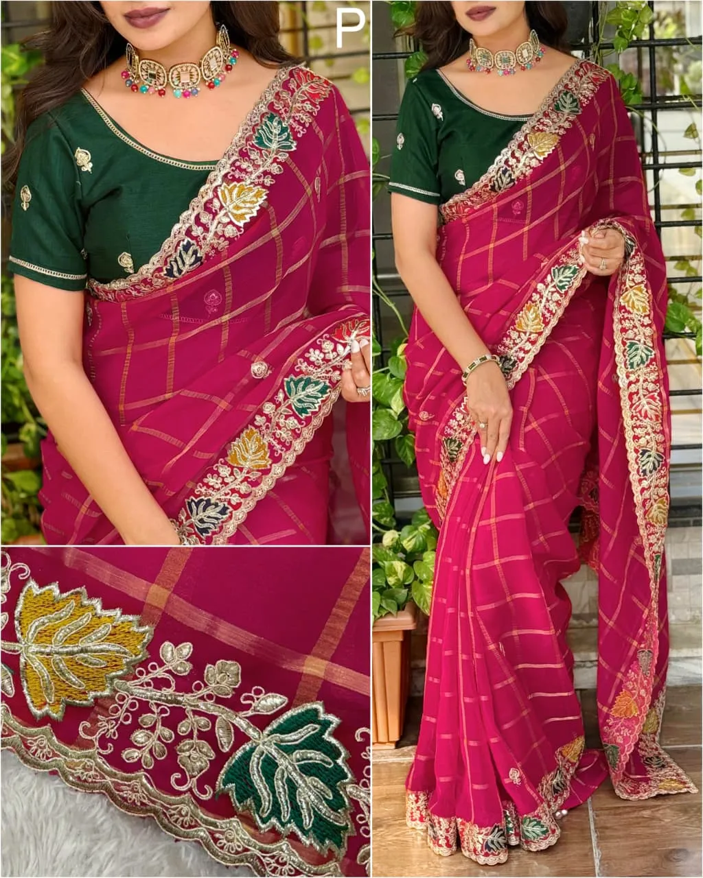 Wedding Pink Coding work Rajasthani Style Saree