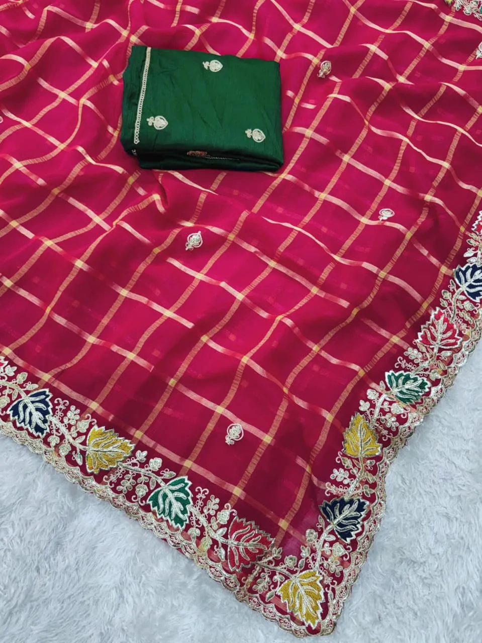 Wedding Pink Coding work Rajasthani Style Saree