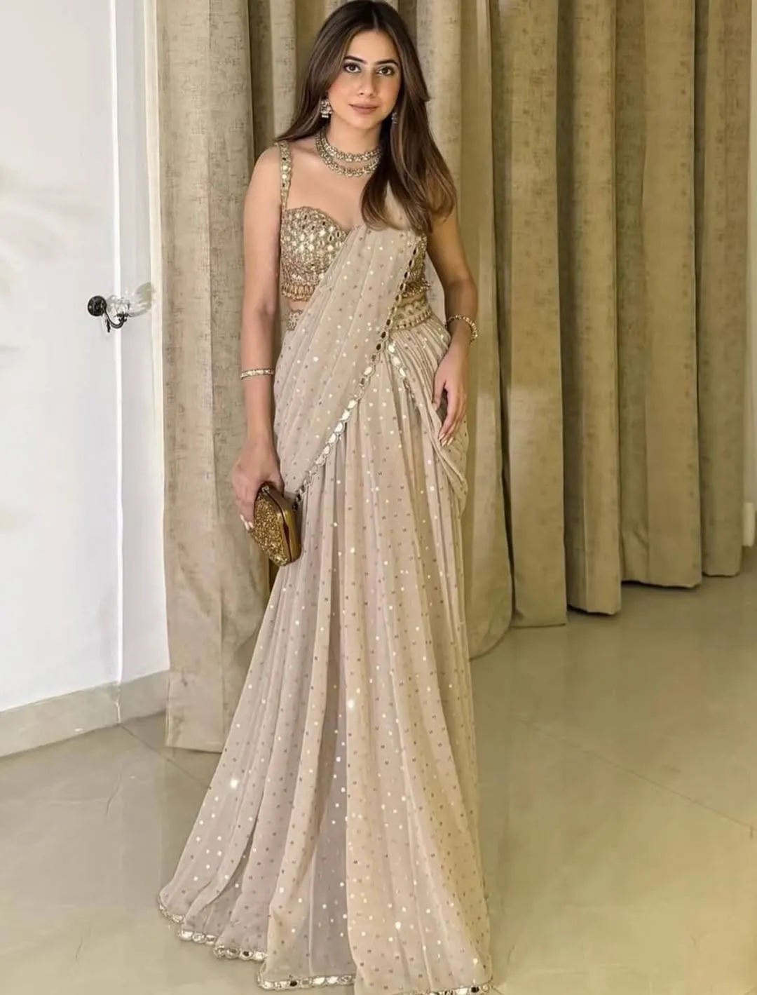 Wedding Special Peach Lehenga Saree