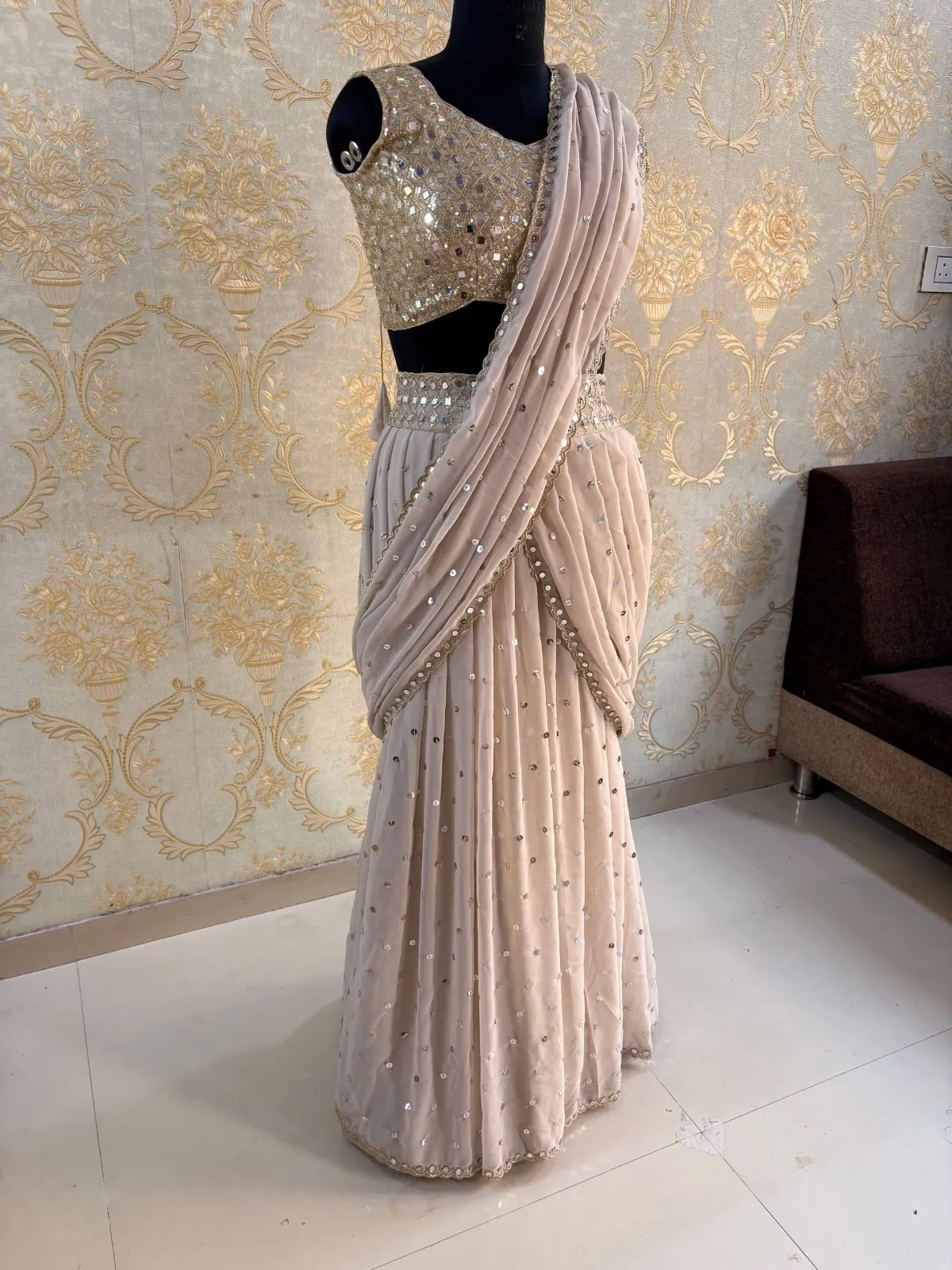 Wedding Special Peach Lehenga Saree