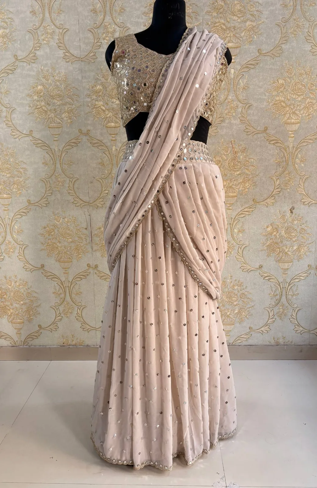 Wedding Special Peach Lehenga Saree