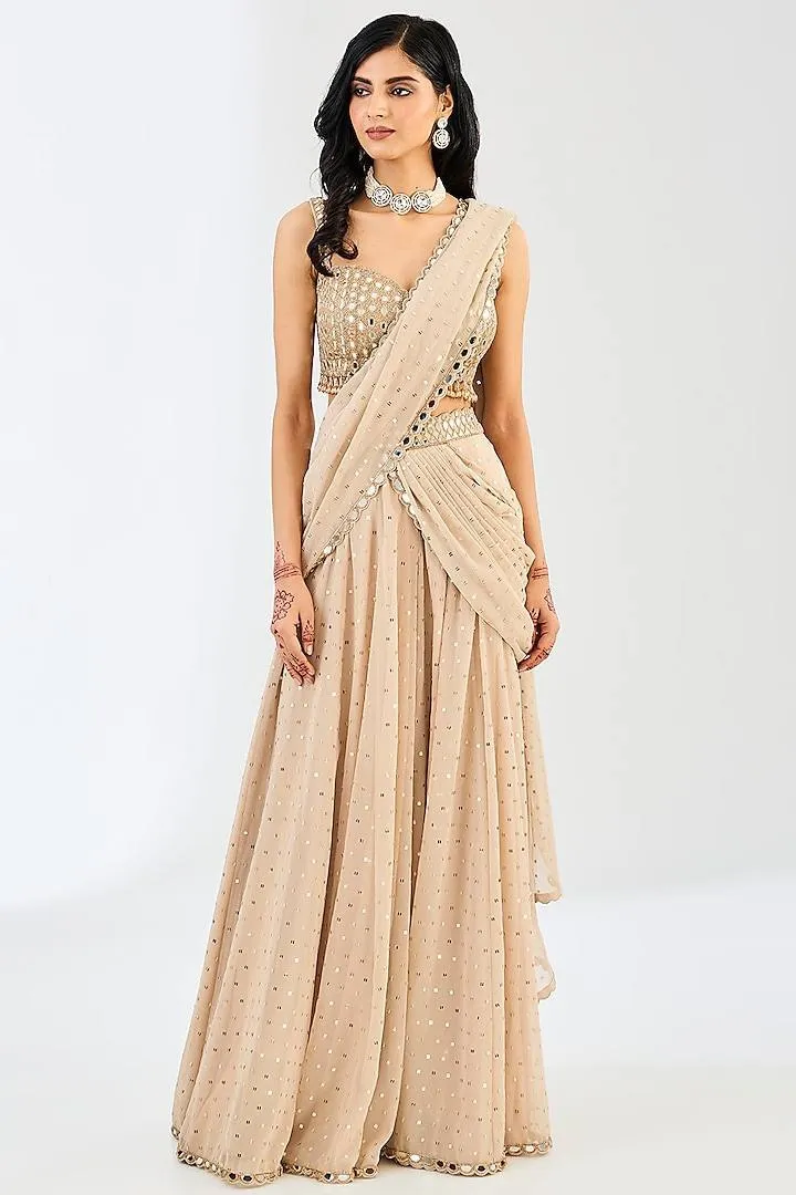 Wedding Special Peach Lehenga Saree