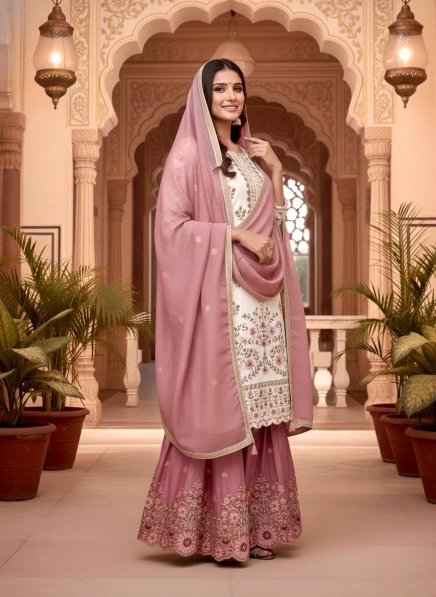 White Contrast Women Pakistani Readymade Dress