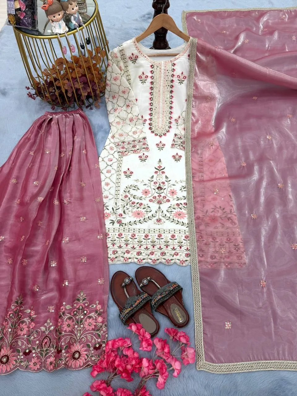 White Contrast Women Pakistani Readymade Dress