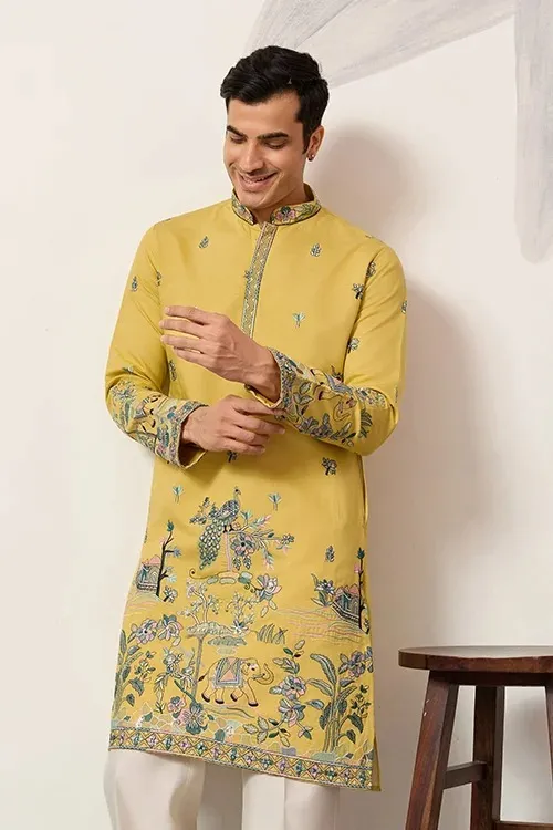 Yellow Haldi Kurta for Groom