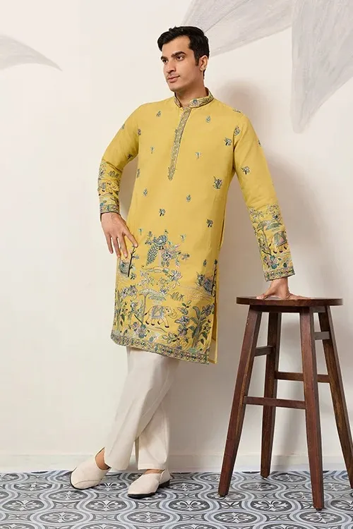 Yellow Haldi Kurta for Groom